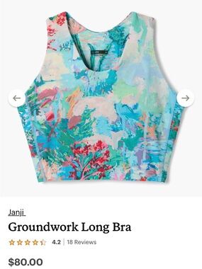 Janji Teal & Coral Abstract Print Sports Bra